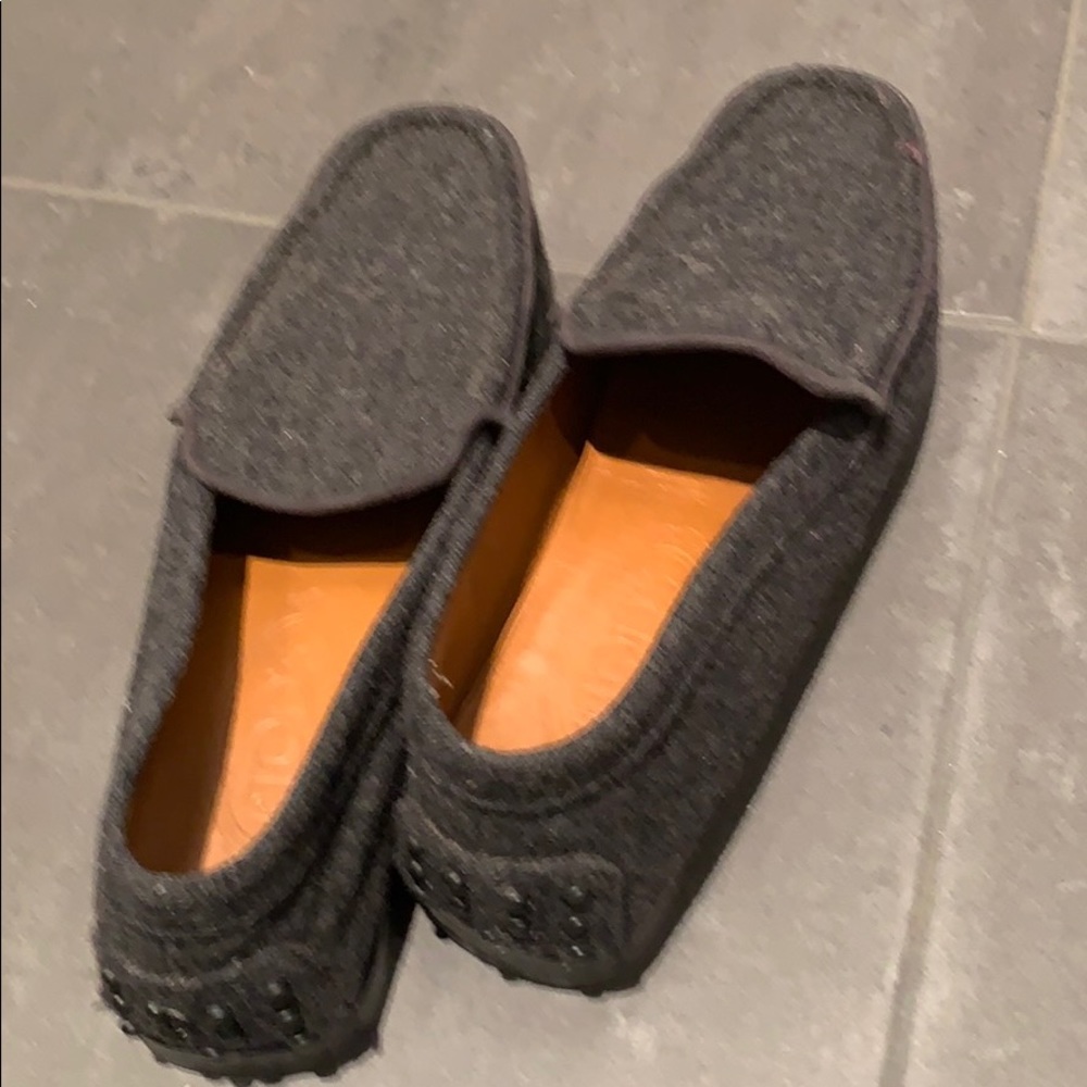 Tod’s Gray Flannel Loafers